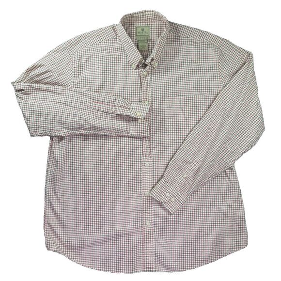 Beretta Dress Shirt Mens 2XL XXL‎ Red Striped Button Up Italy Plaid Work Play - Picture 1 of 11